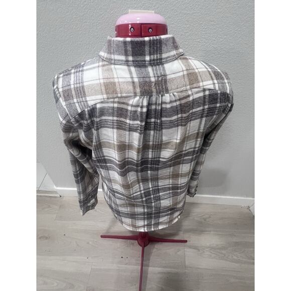 KÜHL Flannel Shirt Womens Small Plaid Long Sleeve Button Down Gray Brown Casual - Picture 4 of 8